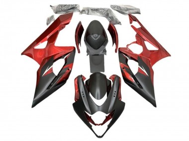 Mejores Carenados Moto Suzuki GSXR 1000 2005-2006 - Rojo Caramelo Negro Mate