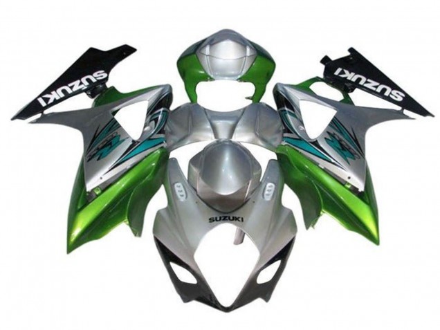 Mejores Carenados Moto Suzuki GSXR 1000 2005-2006 - Plata Verde Negro