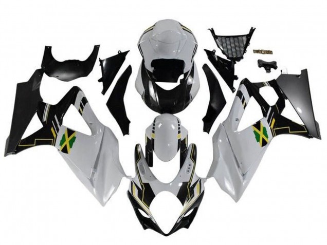 Mejores Carenados Moto Suzuki GSXR 1000 2005-2006 - Blanco Negro Amarillo Jamaica