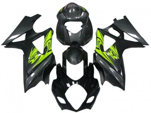 Mejores Carenados Moto Suzuki GSXR 1000 2007-2008 - Negro Neon Amarillo