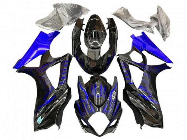 Mejores Carenados Moto Suzuki GSXR 1000 2007-2008 - Negro Azul Llama