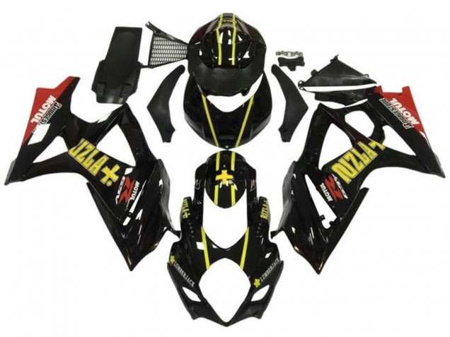 Mejores Carenados Moto Suzuki GSXR 1000 2007-2008 - Negro Amarillo Rojo Rizla