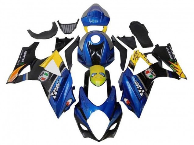 Mejores Carenados Moto Suzuki GSXR 1000 2007-2008 - Azul Amarillo Negro Tiburón