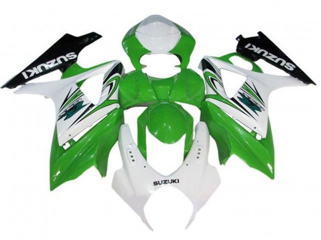 Mejores Carenado Moto Suzuki GSXR 1000 2007-2008 - Blanco Verde Negro