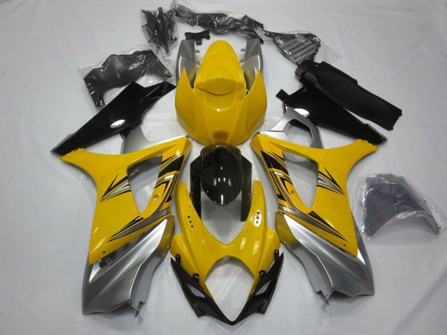 Mejores Carenados Moto Suzuki GSXR 1000 2007-2008 - Amarillo Plata Negro
