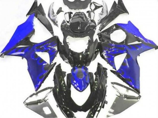 Mejores Carenado Moto Suzuki GSXR 1000 2009-2016 - Negro Brillante Azul Llama