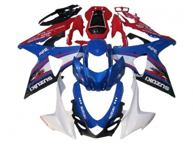 Mejores Carenados Moto Suzuki GSXR 1000 2009-2016 - Azul Blanco Rojo Negro Raya