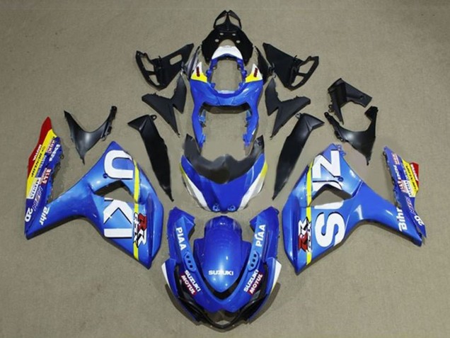Mejores Carenados Moto Suzuki GSXR 1000 2009-2016 - Azul Blanco Amarillo Raya