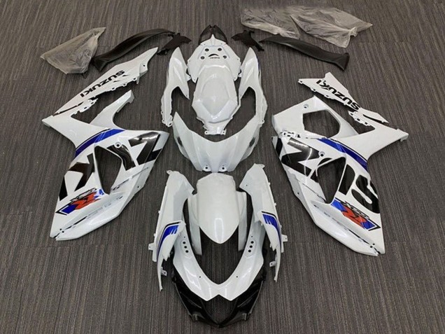 Mejores Carenado Moto Suzuki GSXR 1000 2009-2016 - Blanco Azul Raya
