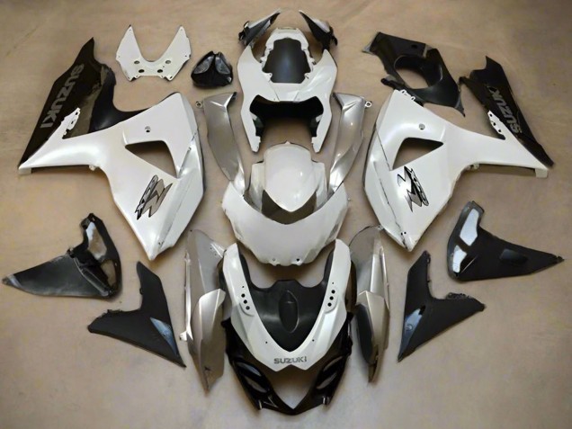 Mejores Carenados Moto Suzuki GSXR 1000 2009-2016 - Blanco Perla Plata Negro Mate