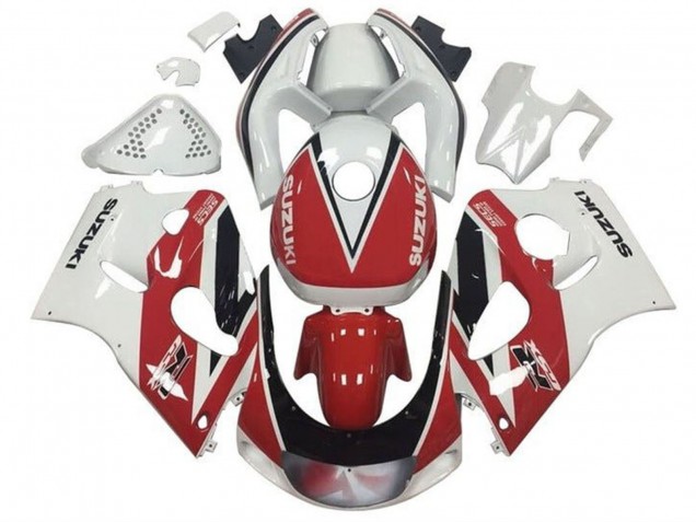 Mejores Carenados Moto Suzuki GSXR 600 / GSXR 750 1996-2000 - Rojo Blanco Negro Raya