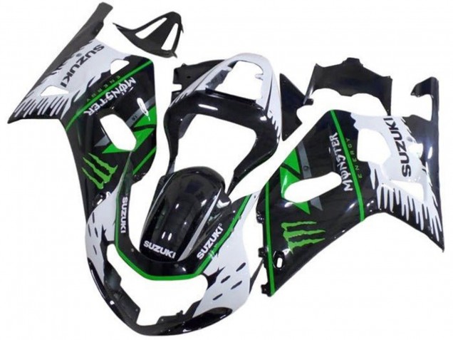 Mejores Carenados Moto Suzuki GSXR 600 / GSXR 750 2001-2003 - Blanco Negro Verde Monstruo
