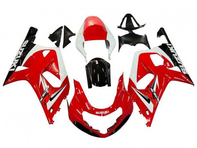 Mejores Carenados Moto Suzuki GSXR 600 / GSXR 750 2001-2003 - Rojo Blanco Negro Brillante