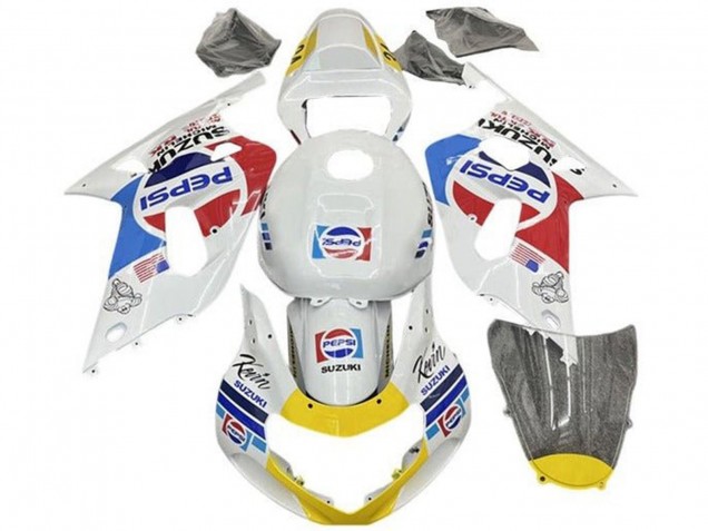 Mejores Carenados Moto Suzuki GSXR 600 / GSXR 750 2001-2003 - Blanco Azul Rojo Amarillo Pepsi