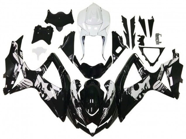 Mejores Carenados Moto Suzuki GSXR 600 / GSXR 750 2008-2010 - Blanco Negro Brillante Leyla