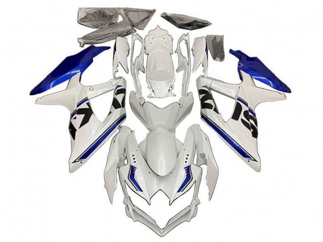 Mejores Carenados Moto Suzuki GSXR 600 / GSXR 750 2008-2010 - Blanco Azul Negro Raya