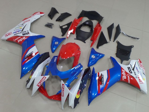 Mejores Carenados Moto Suzuki GSXR 600 / GSXR 750 2011-2024 - Azul Rojo Blanco