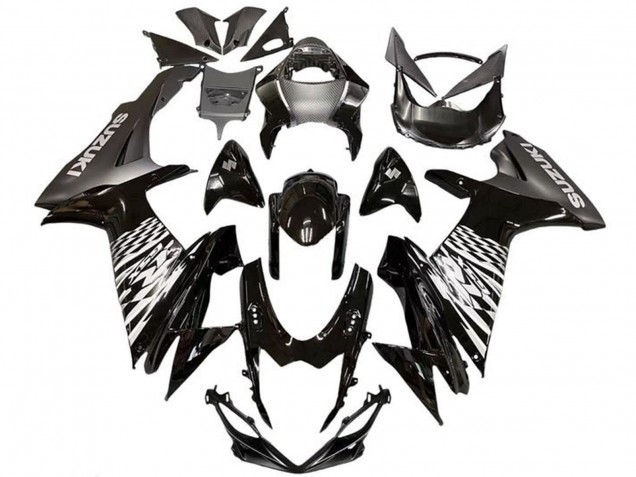 Mejores Carenados Moto Suzuki GSXR 600 / GSXR 750 2011-2024 - Negro Brillante Plata