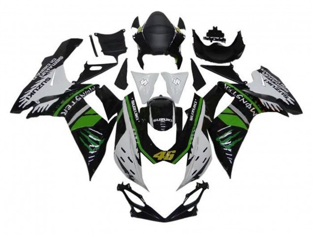 Mejores Carenados Moto Suzuki GSXR 600 / GSXR 750 2011-2024 - Blanco Verde Negro Monstruo 46
