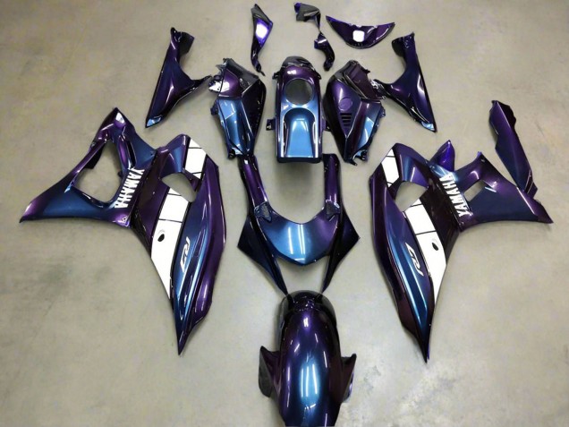 Mejores Carenados Moto Yamaha YZF R7 2021-2024 - Camaleón Azul Púrpura Blanco