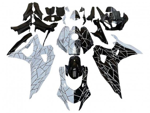Mejores Carenados Moto Yamaha YZF R7 2021-2024 - Blanco Negro Dividir Raya