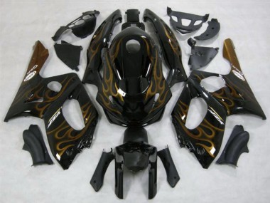 Mejores Carenados Moto Yamaha YZF600R Thundercat 1996-2007 - Negro Oro Oscuro Llama