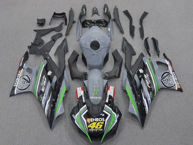 Mejores Carenados Moto Yamaha YZF R3/R25 2019-2021 - Gris Negro Verde Negro ENEOS Monstruo 46