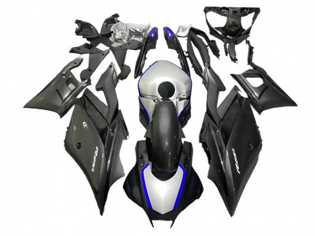 Mejores Carenados Moto Yamaha YZF R3/R25 2022-2024 - Plata Azul Negro FibraCarbono Estilo