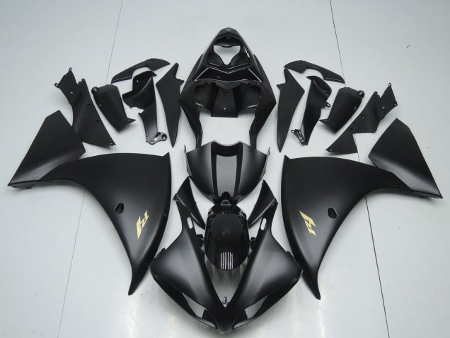 Mejores Carenados Moto Yamaha YZF 1000 R1 2009-2011 - Negro Mate Oro Calcomanía