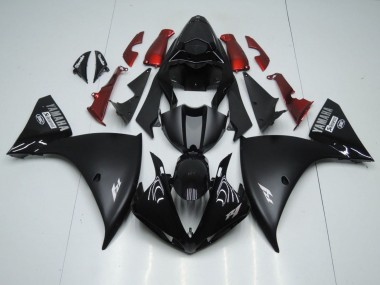 Mejores Carenados Moto Yamaha YZF 1000 R1 2009-2011 - Negro Brillante Negro Mate Blanco Calcomanía Rojo