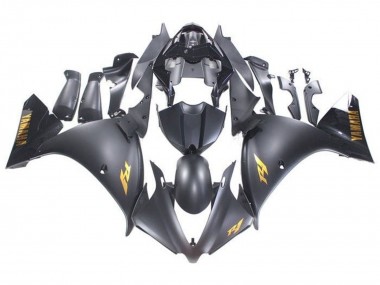 Mejores Carenados Moto Yamaha YZF 1000 R1 2009-2011 - Negro Mate Oro Calcomanías