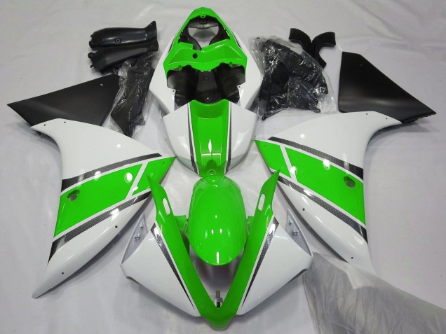 Mejores Carenados Moto Yamaha YZF 1000 R1 2009-2011 - Blanco Verde Negro Mate