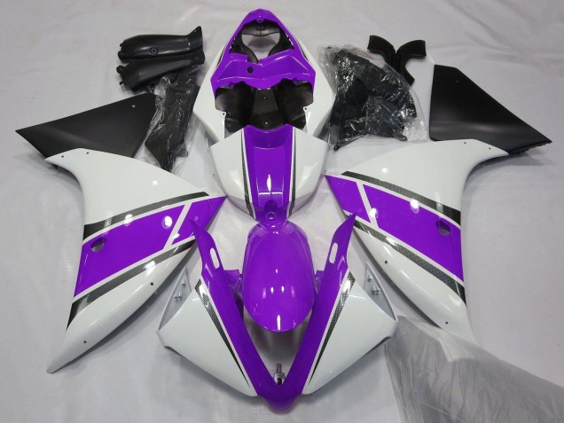 Mejores Carenados Moto Yamaha YZF 1000 R1 2009-2011 - Blanco Púrpura Negro