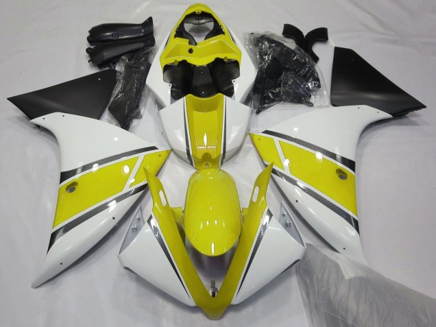 Mejores Carenados Moto Yamaha YZF 1000 R1 2009-2011 - Blanco Amarillo Negro Mate
