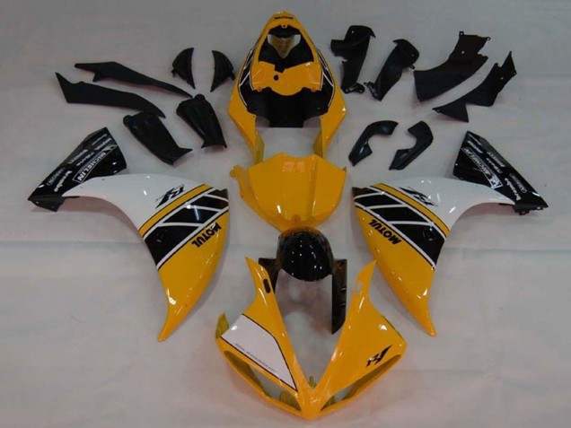 Mejores Carenado Moto Yamaha YZF 1000 R1 2009-2011 - Amarillo Blanco Negro Raya