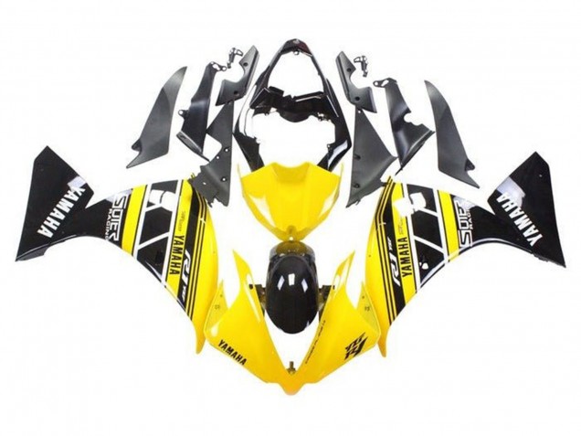 Mejores Carenados Moto Yamaha YZF 1000 R1 2009-2011 - Amarillo Blanco Negro Raya