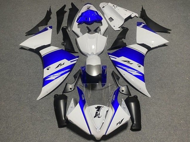 Mejores Carenados Moto Yamaha YZF 1000 R1 2012-2014 - Blanco Azul Negro Plata Raya