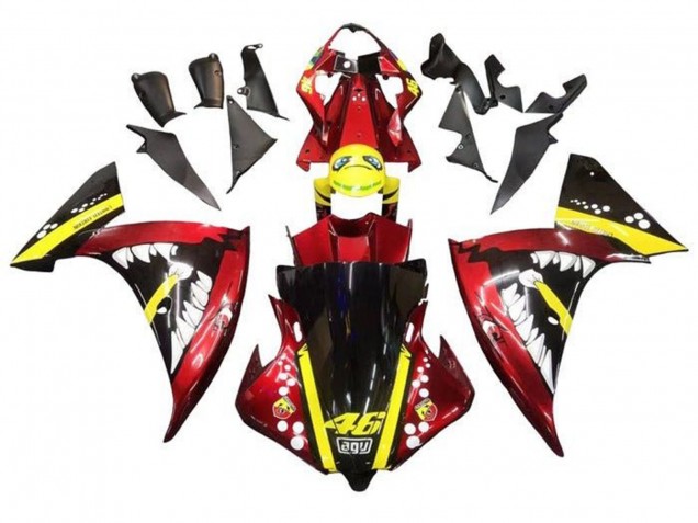 Mejores Carenados Moto Yamaha YZF 1000 R1 2012-2014 - Rojo Amarillo Negro Tiburón