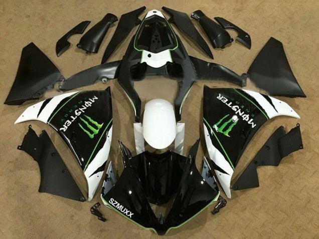 Mejores Carenados Moto Yamaha YZF 1000 R1 2012-2014 - Blanco Negro Verde Monstruo Energy SZMUXX