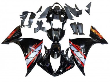 Mejores Carenados Moto Yamaha YZF 1000 R1 2012-2014 - Negro Brillante Plata Rojo Raya