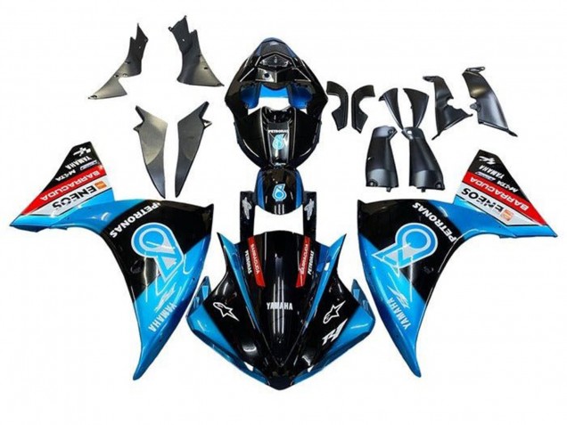 Mejores Carenados Moto Yamaha YZF 1000 R1 2012-2014 - Negro Brillante Azul Blanco Rojo Petronas ENEOS Barracuda