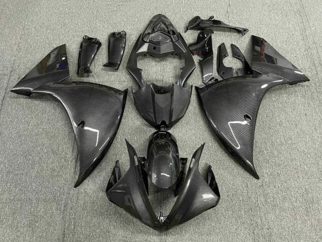 Mejores Carenados Moto Yamaha YZF 1000 R1 2012-2014 - Falso FibraCarbono Gris Negro