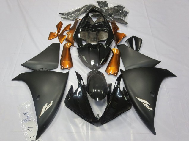 Mejores Carenados Moto Yamaha YZF 1000 R1 2012-2014 - Negro Brillante Negro Mate Naranja