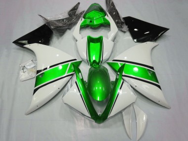 Mejores Carenados Moto Yamaha YZF 1000 R1 2012-2014 - Blanco Verde Negro Brillante
