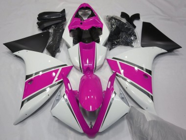 Mejores Carenados Moto Yamaha YZF 1000 R1 2012-2014 - Blanco Rosa Negro Mate