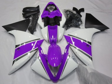 Mejores Carenados Moto Yamaha YZF 1000 R1 2012-2014 - Blanco Púrpura Negro Mate