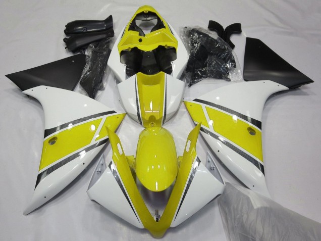 Mejores Carenados Moto Yamaha YZF 1000 R1 2012-2014 - Blanco Amarillo Negro Mate