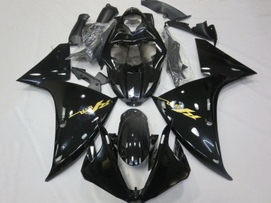 Mejores Carenados Moto Yamaha YZF 1000 R1 2012-2014 - Negro Brillante Oro Calcomanías