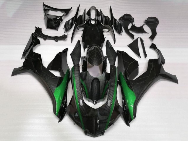 Mejores Carenados Moto Yamaha YZF 1000 R1 2015-2019 - Falso FibraCarbono Verde