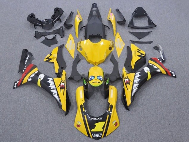 Mejores Carenados Moto Yamaha YZF 1000 R1 2015-2019 - Amarillo Rojo Tiburón
